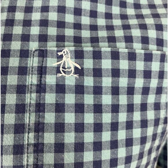 Penguin S/S Button Down in Blue/Turquoise Gotham Plaid Gently Used Size Large - Picture 7 of 8